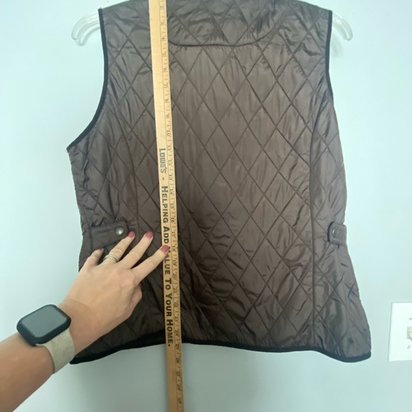 Eddie Bauer Snap Up Jacket Vest women size Large-  Brown sleeveless - Picture 9 of 9
